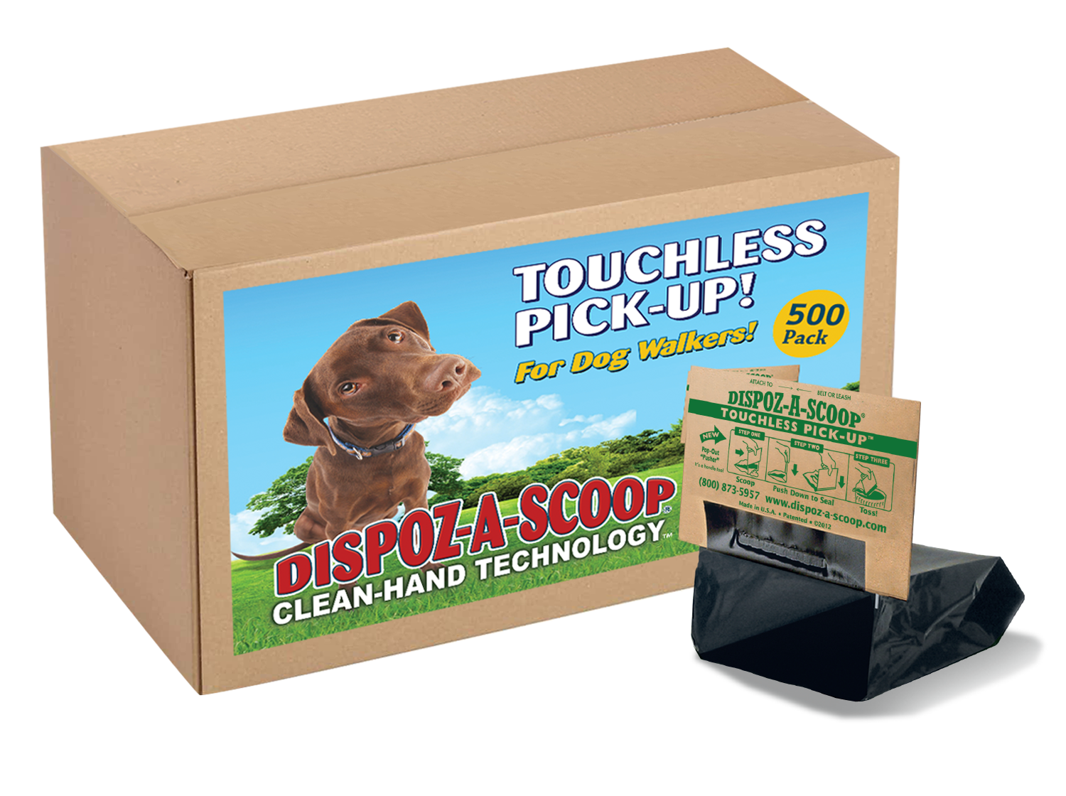 Disposable Pet Waste Scoops — 500-Pack