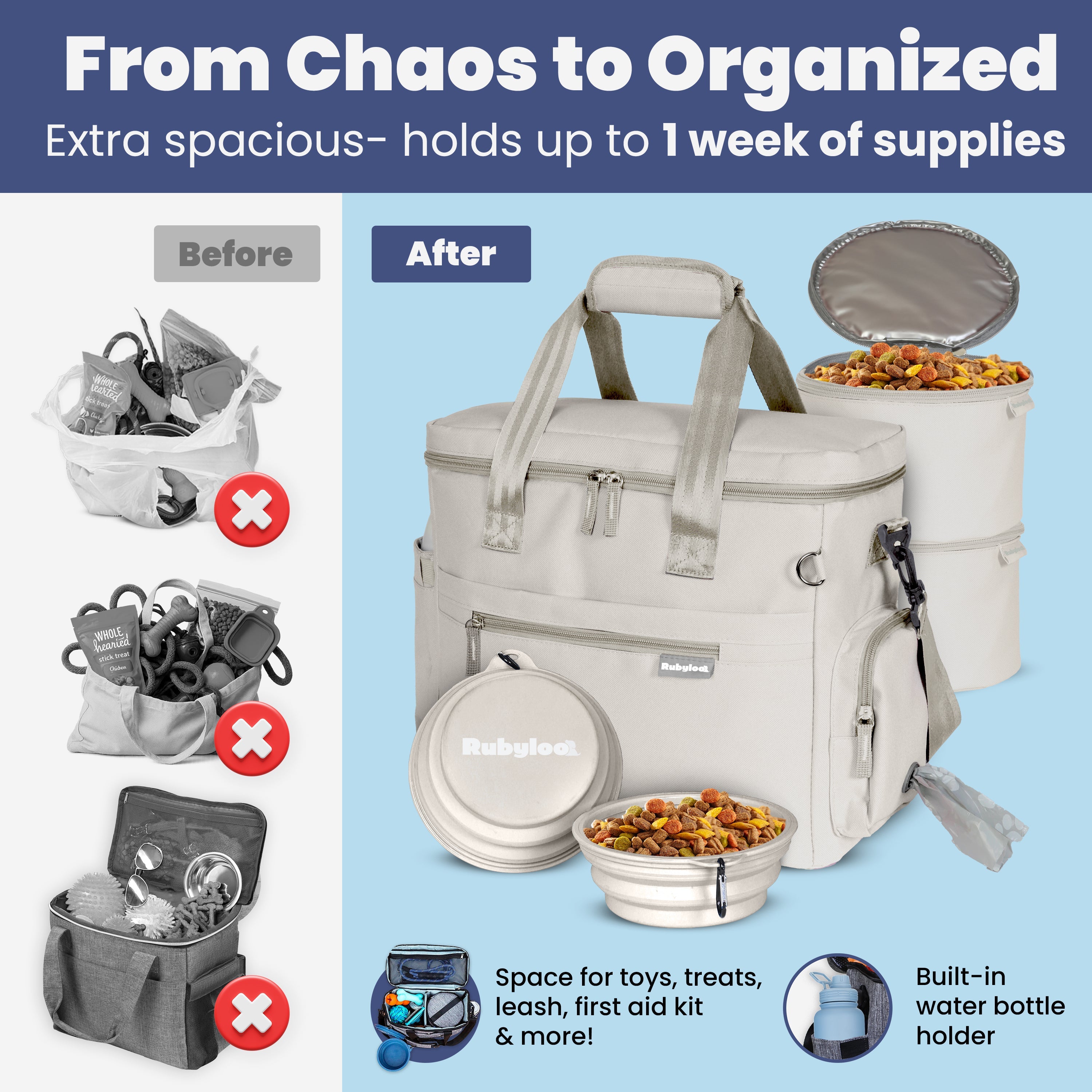 Dog Travel Bag — Organized Pet Supply Tote