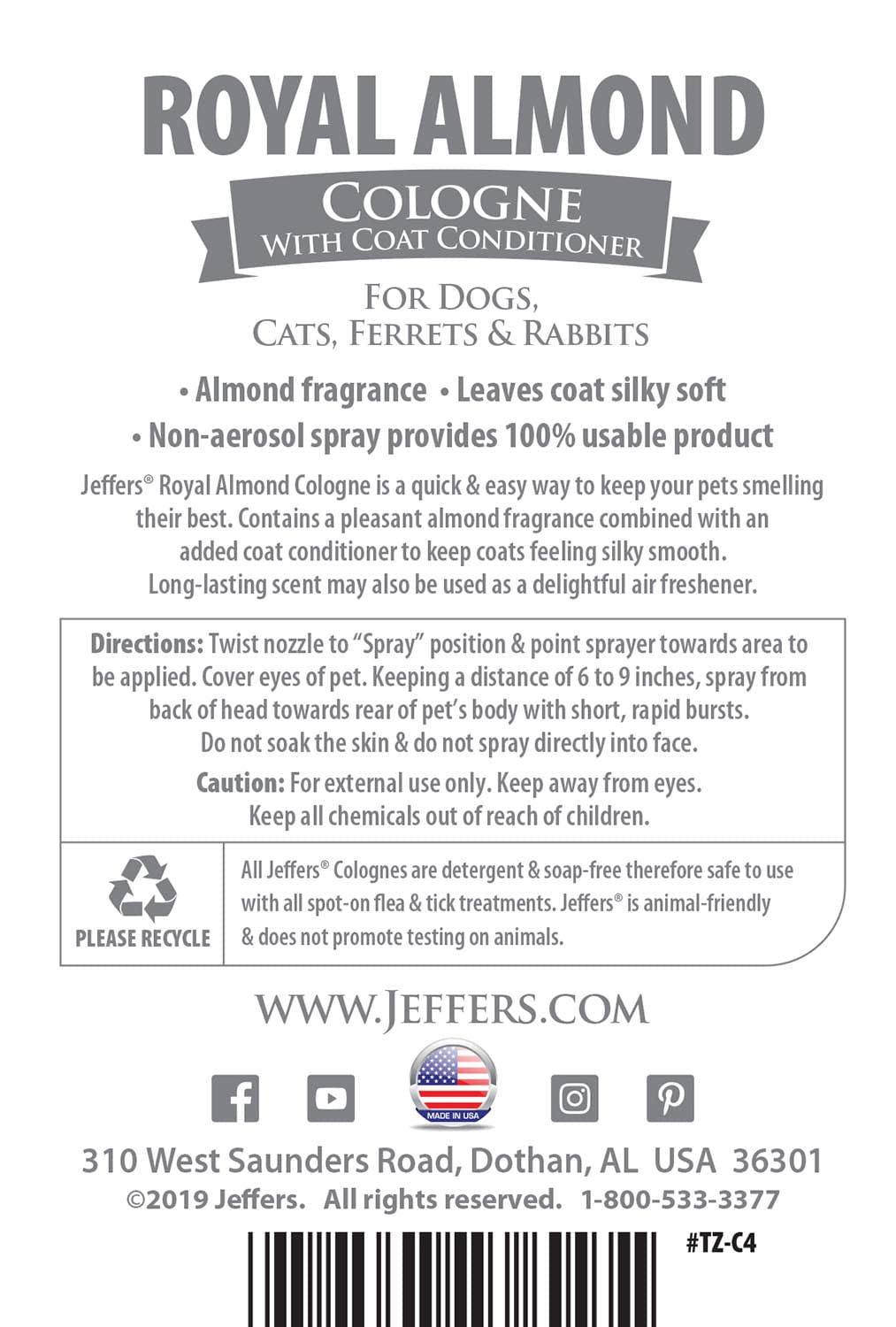 Pet Cologne & Coat Conditioner Spray — 16 oz
