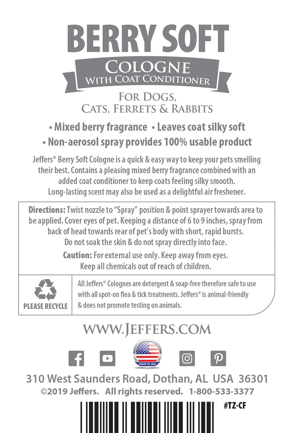 Pet Cologne & Coat Conditioner Spray — 16 oz