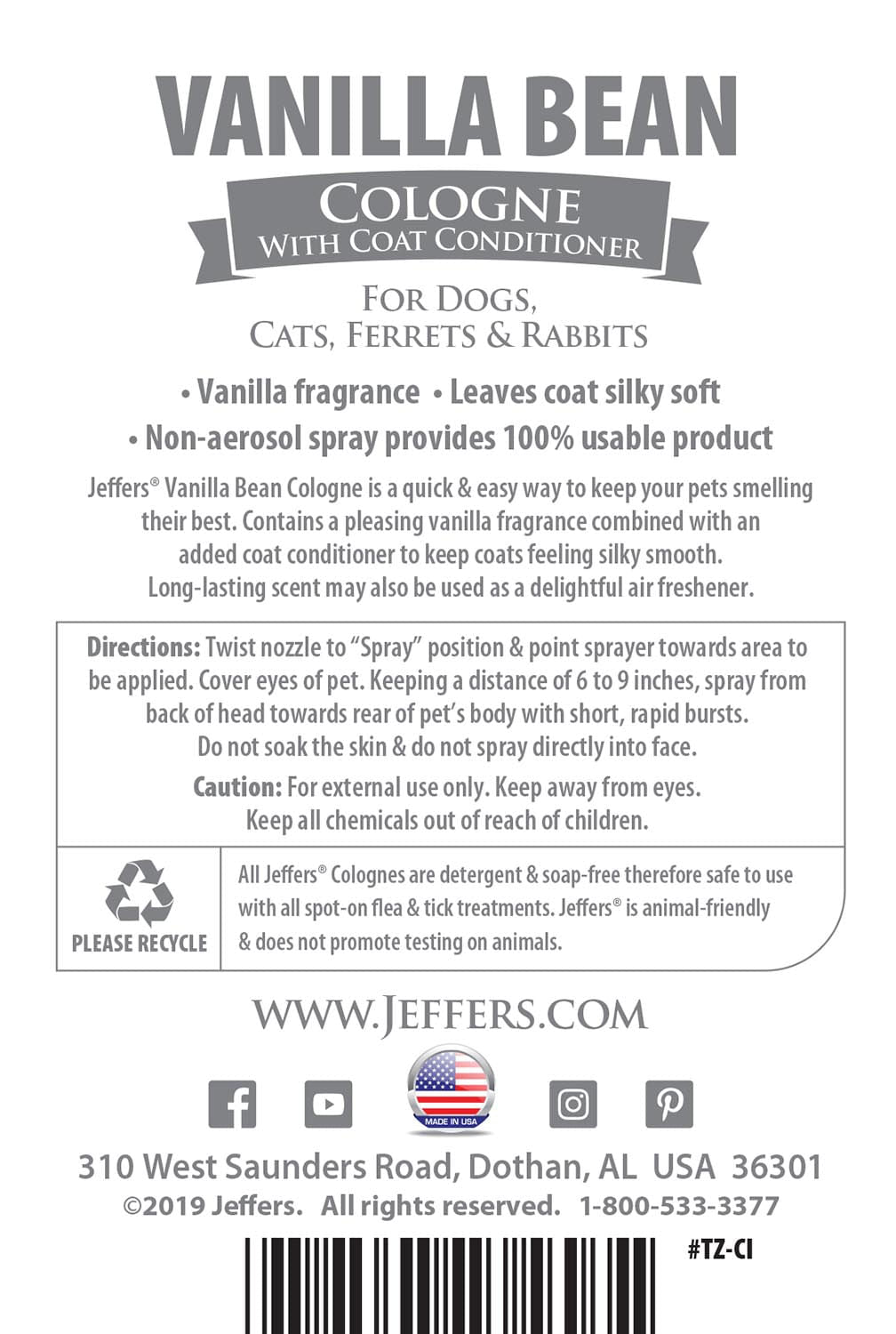 Pet Cologne & Coat Conditioner Spray — 16 oz