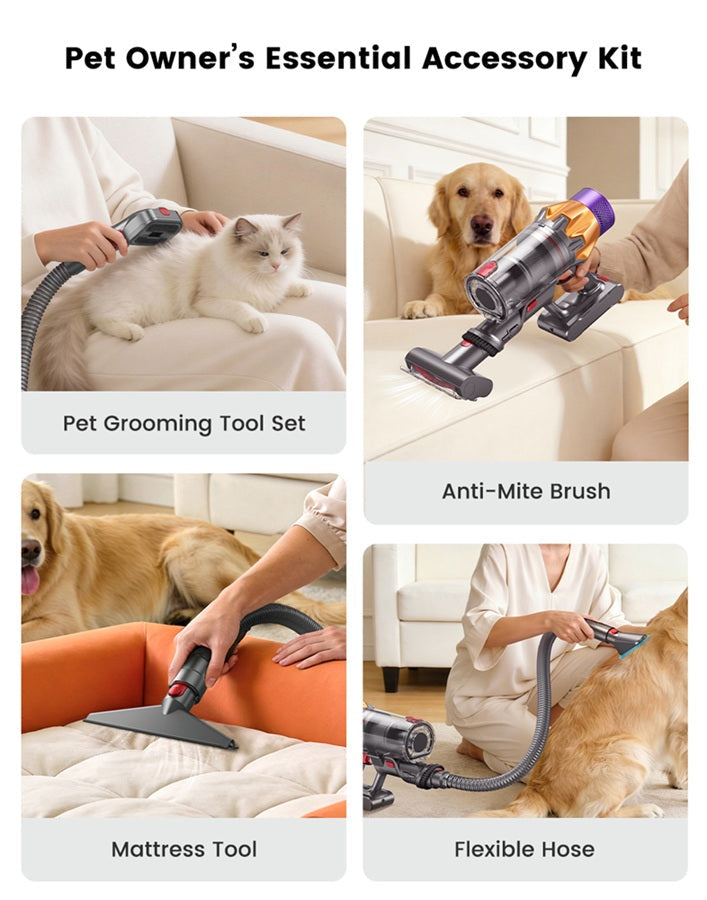Pet Hair Vacuum Cleaner & Grooming Kit