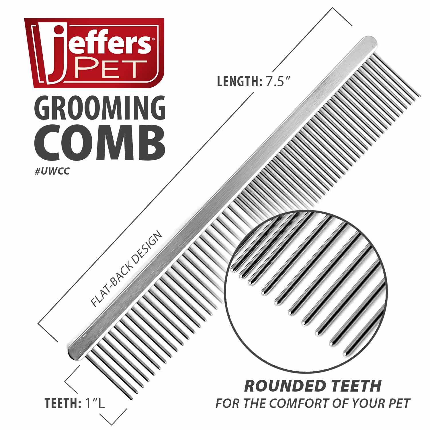 Flat Back Grooming Comb for Dogs & Cats