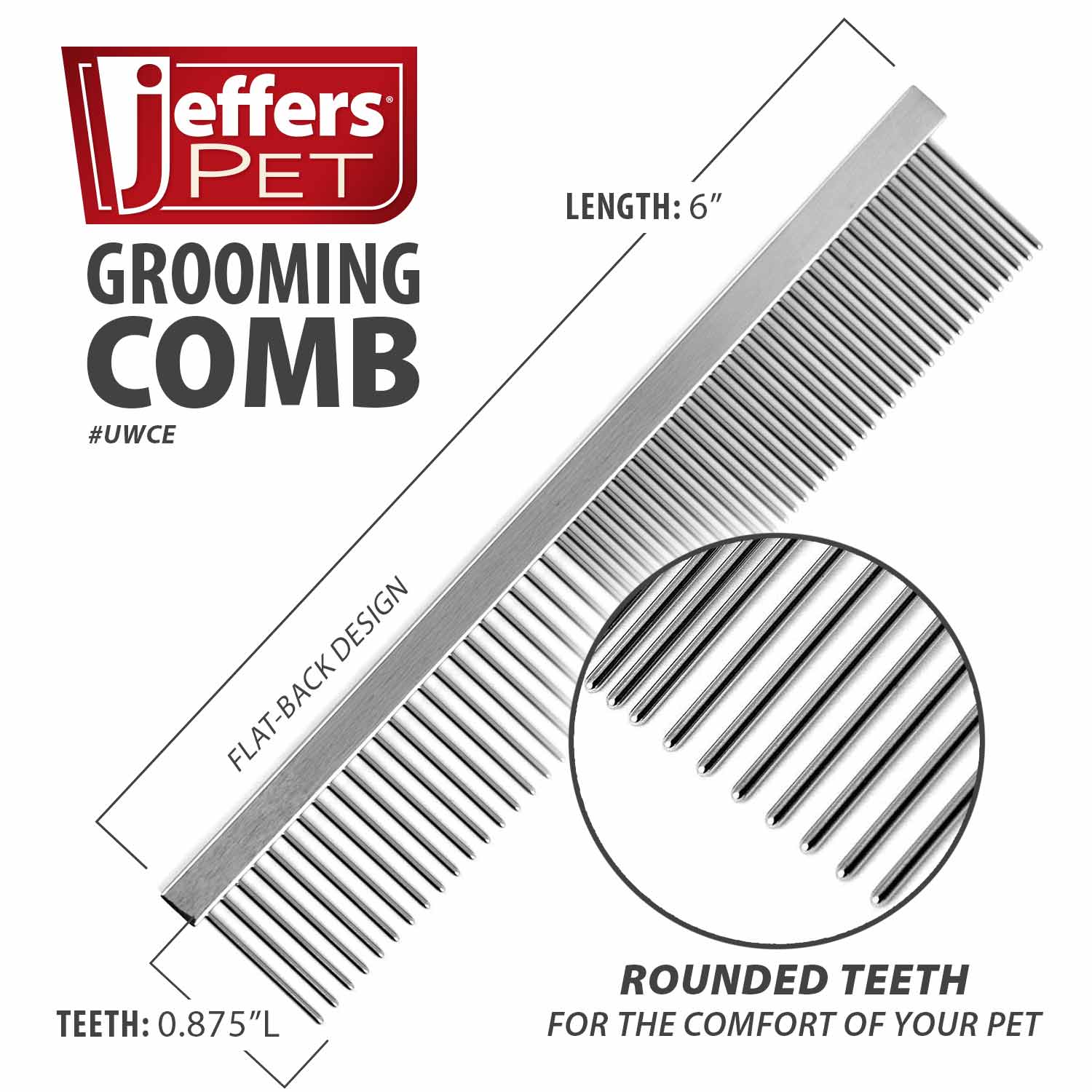Flat Back Grooming Comb for Dogs & Cats