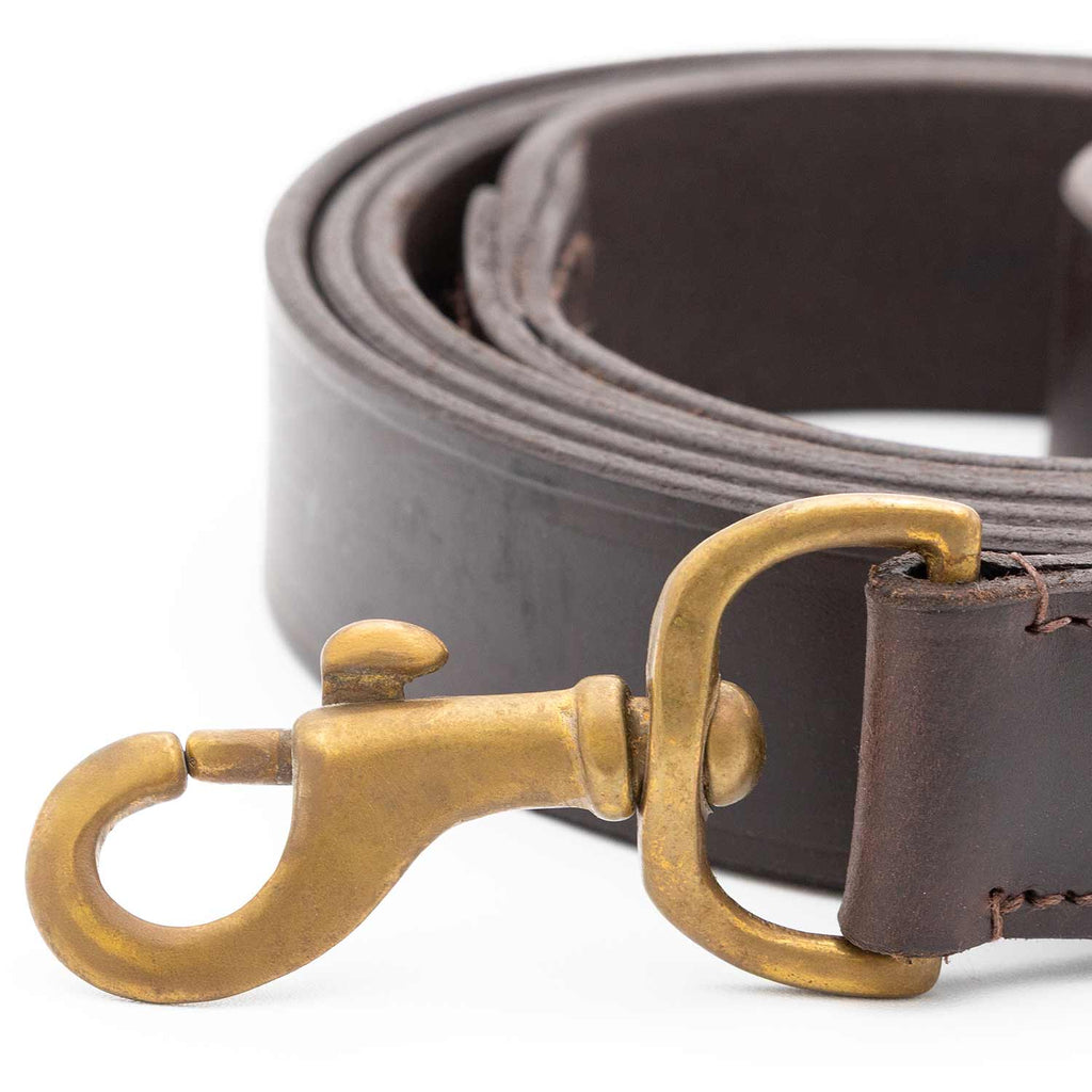Flat Leather Dog Leash with Hand Strap — 6 Feet