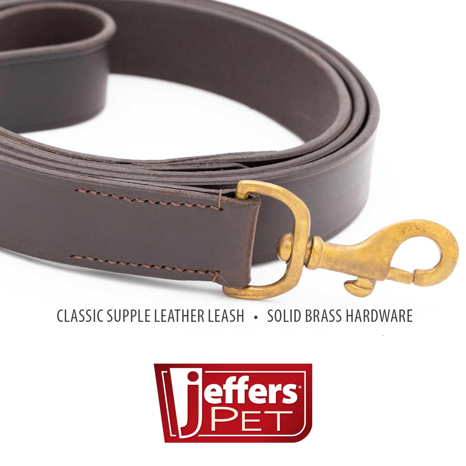 Flat Leather Dog Leash with Hand Strap — 6 Feet