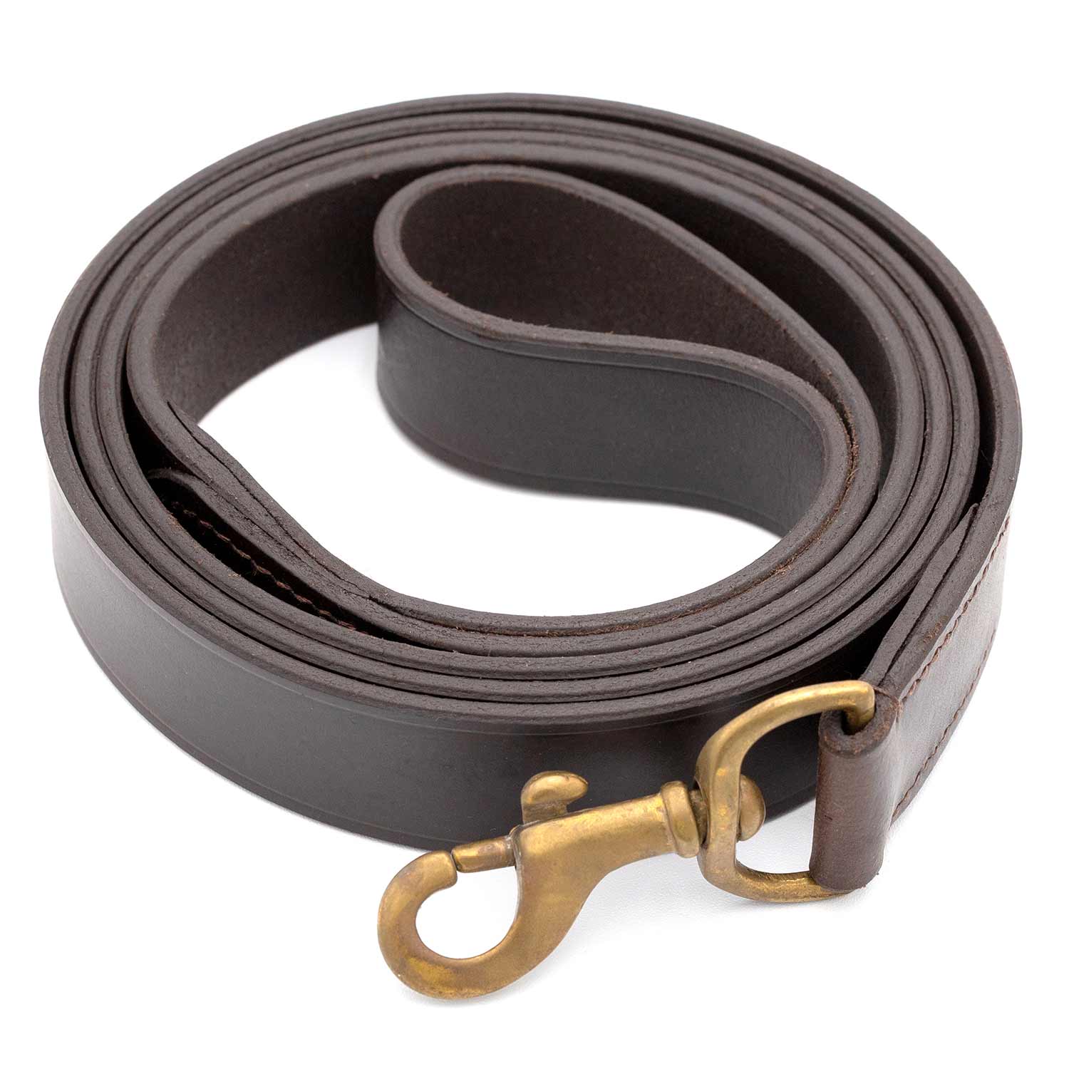 Flat Leather Dog Leash with Hand Strap — 6 Feet