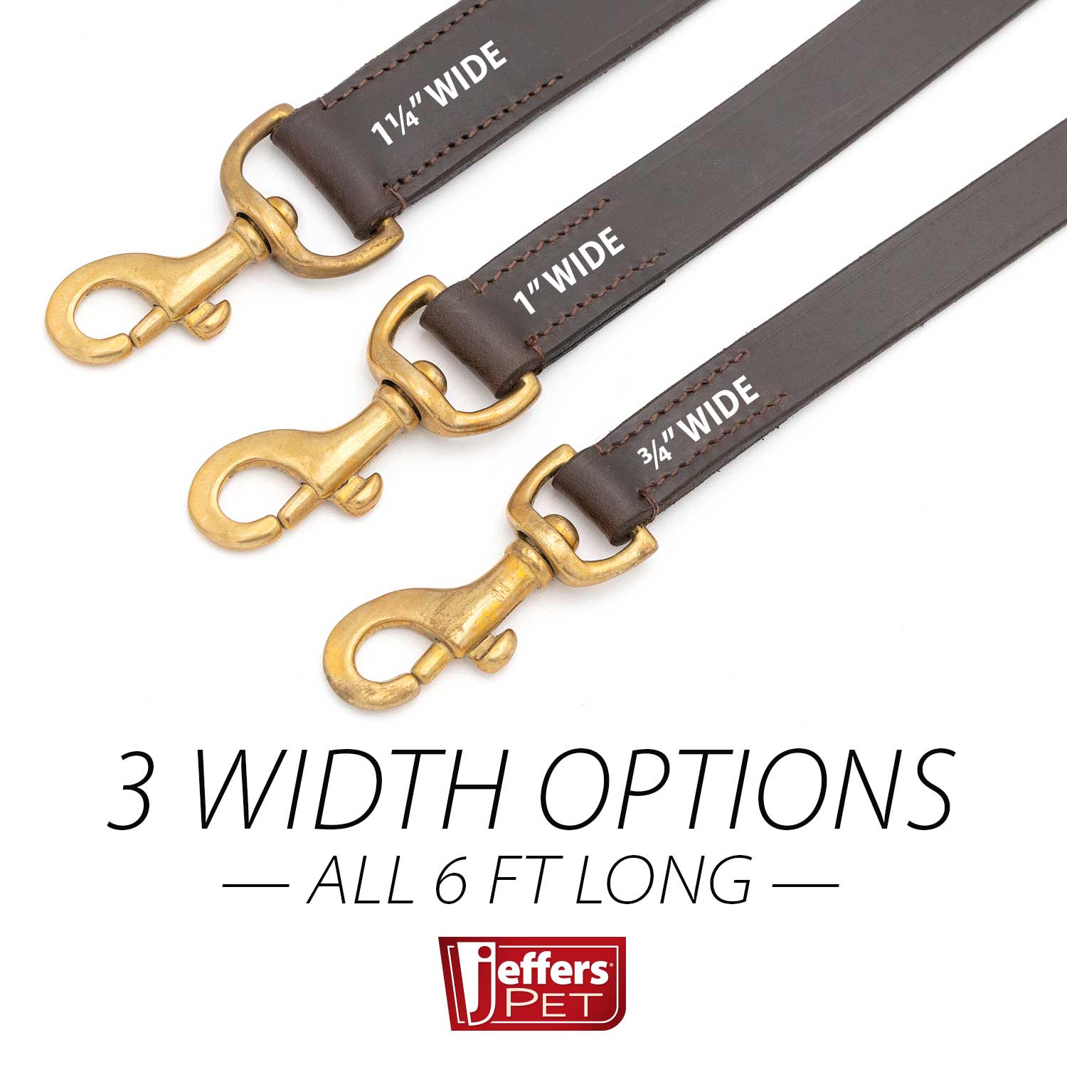 Flat Leather Dog Leash with Hand Strap — 6 Feet