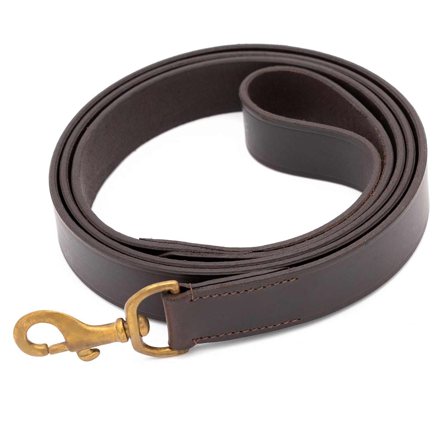 Flat Leather Dog Leash with Hand Strap — 6 Feet