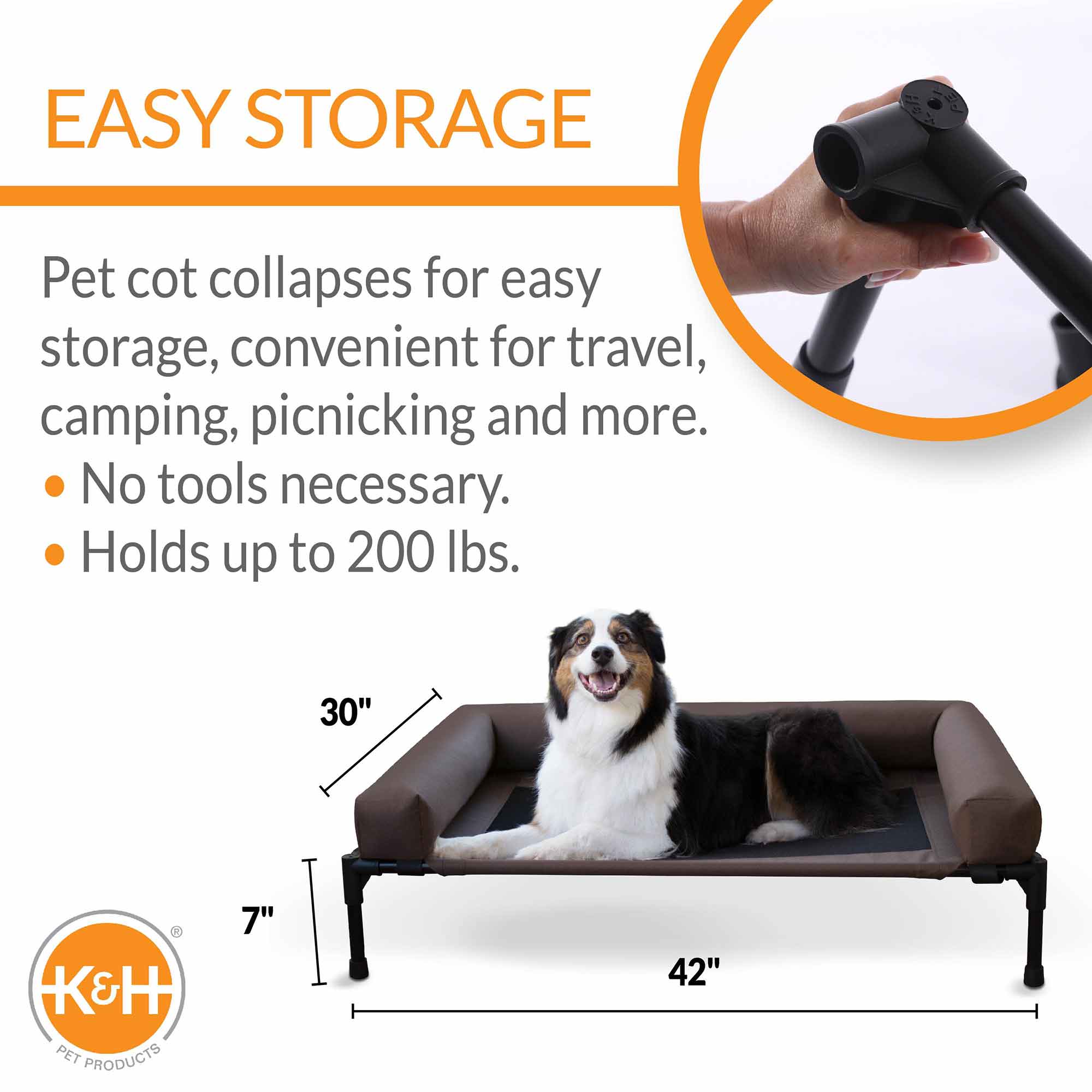 Elevated Pet Cot with Bolster — Indoor & Outdoor Dog Bed