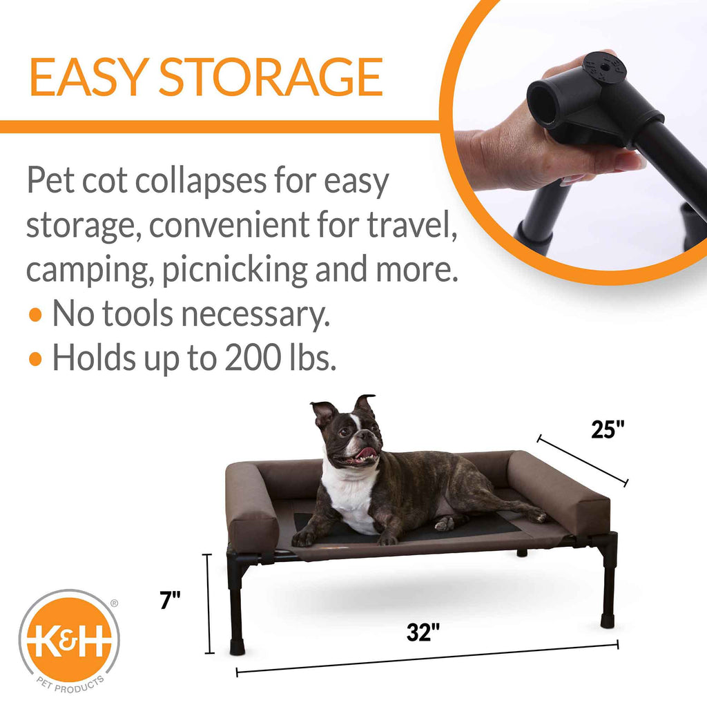 Elevated Pet Cot with Bolster — Indoor & Outdoor Dog Bed