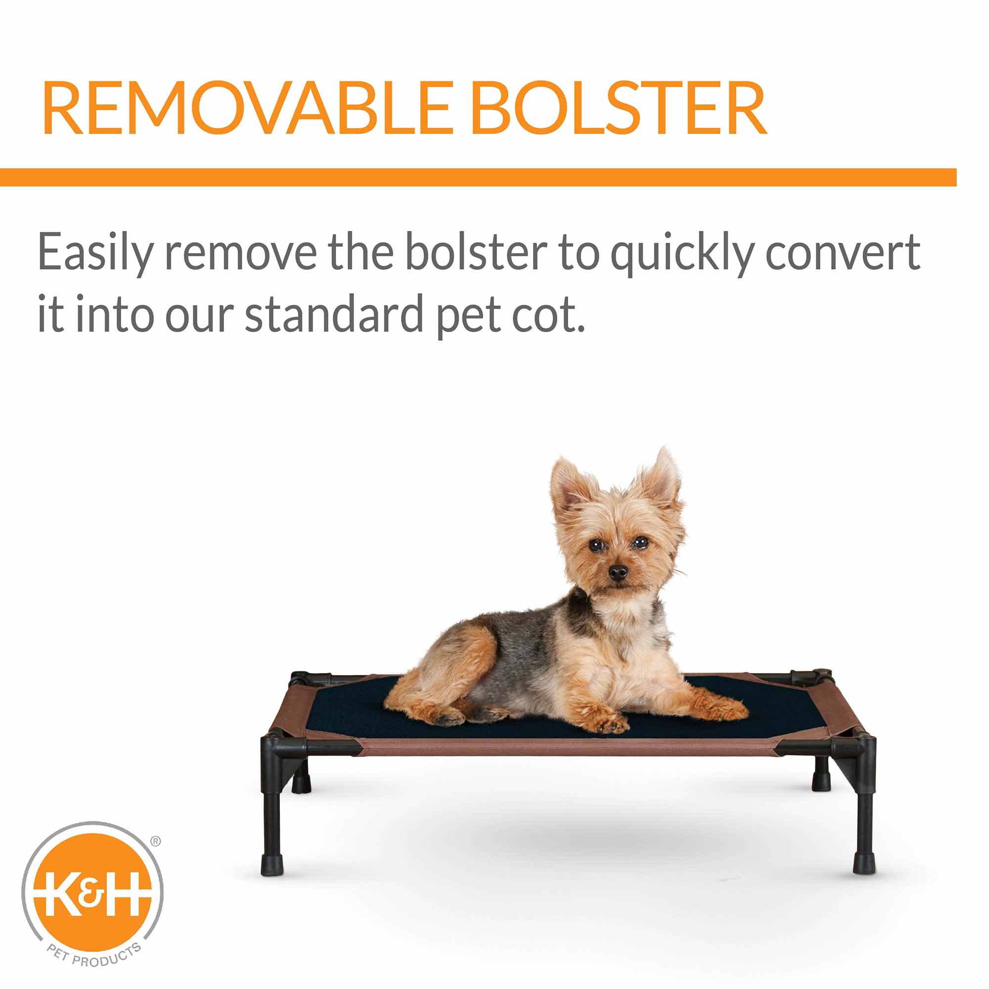 Elevated Pet Cot with Bolster — Indoor & Outdoor Dog Bed