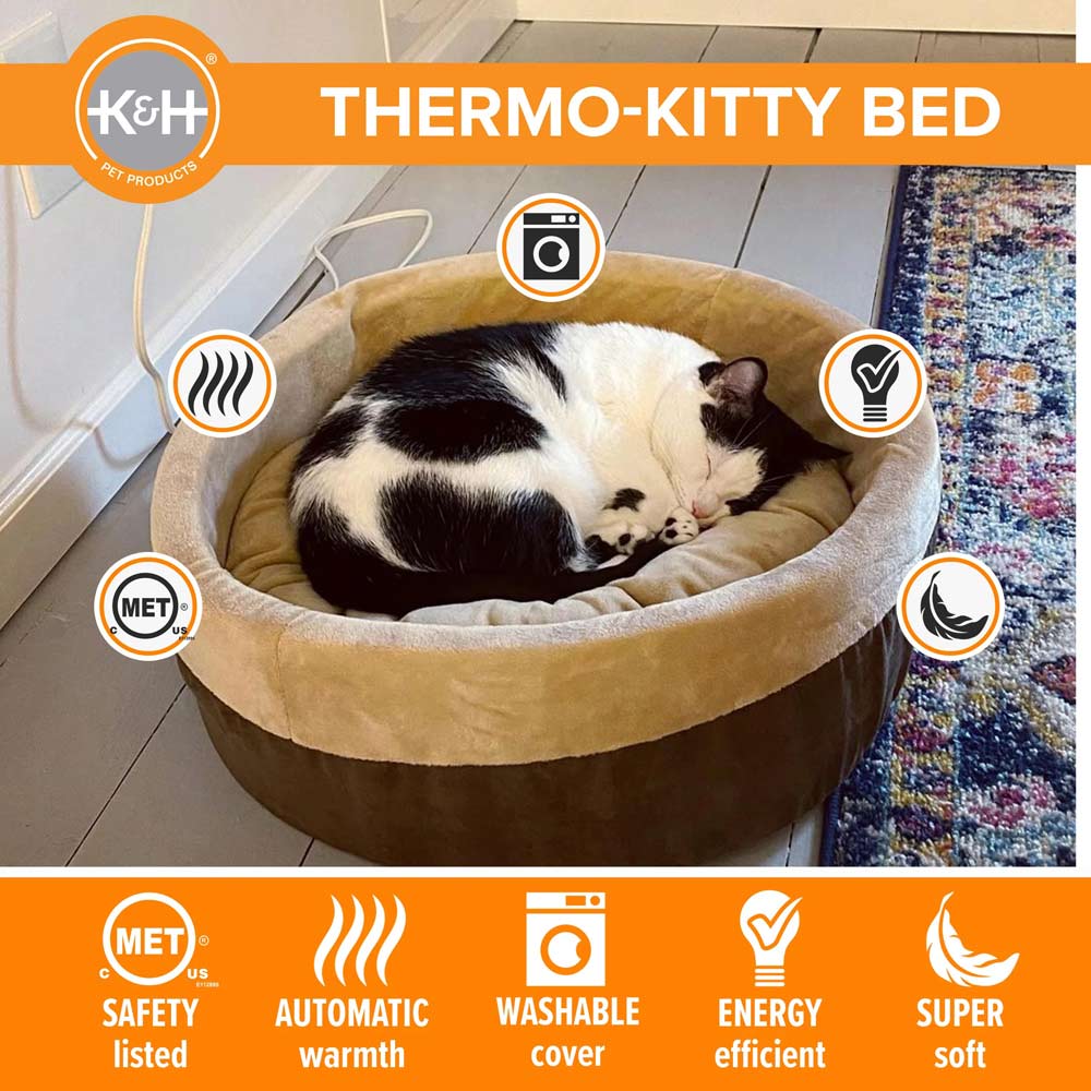 Heated Indoor Cat Bed — Safe, Energy-Efficient & Washable